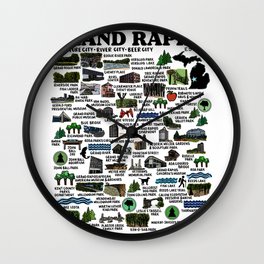 Grand Rapids Map  Wall Clock