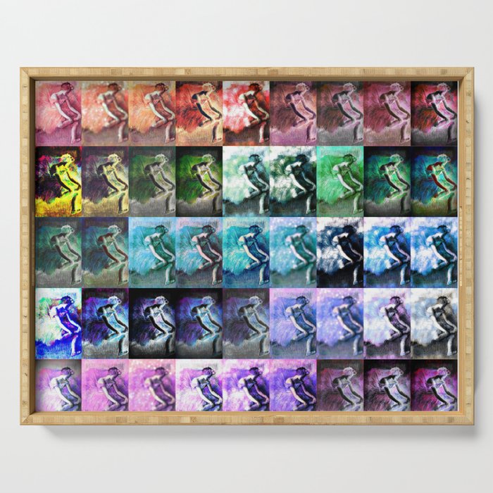 Degas The Dancer Colorful Rainbow Ballerina Collage Serving Tray