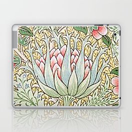 William Morris Green and Yellow Artichoke Wallpaper Vintage Floral Pattern Victorian Green Floral Pattern Laptop Skin