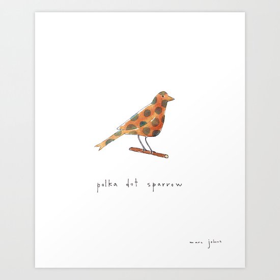 polka dot sparrow Art Print