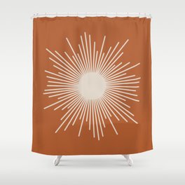 Sunburst - Mid Century Modern Minimalist Sun in Clay and Putty Shower Curtain