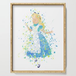 Princess Alice in Wonderland Watercolor silhouette Fine Art Print high quality illustration Serving Tray