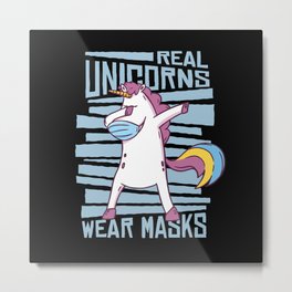Dabbing unicorn real unicorns wear masks safety Metal Print | Unicorn, Dab, Unicornsarereal, Horn, 2020, Safety, Mythical, Aunicorn, Dabbingunicorn, Unicornpattern 