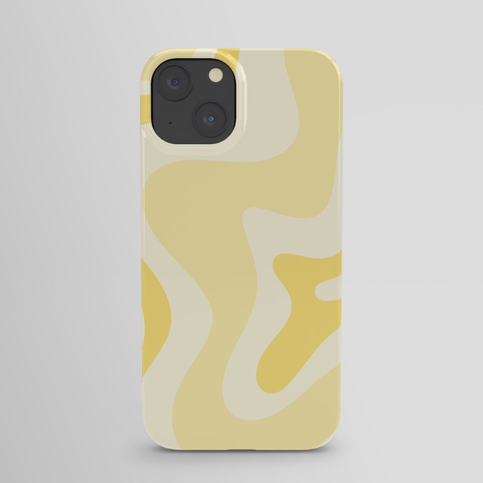 Retro Liquid Swirl Abstract Square in Soft Pale Pastel Yellow iPhone Case