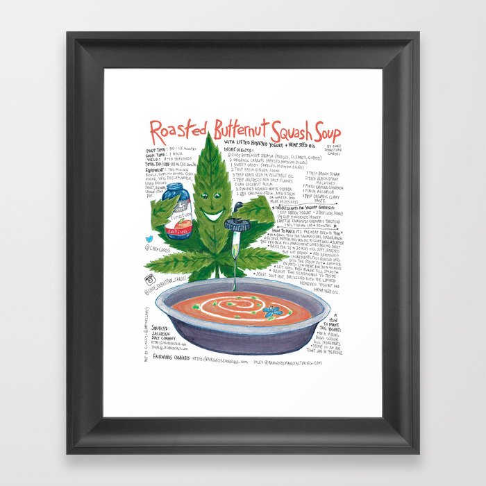 Roasted Butternut Squash Soup with lifted honeyed yogurt with hemp seed oil Framed Art Print
