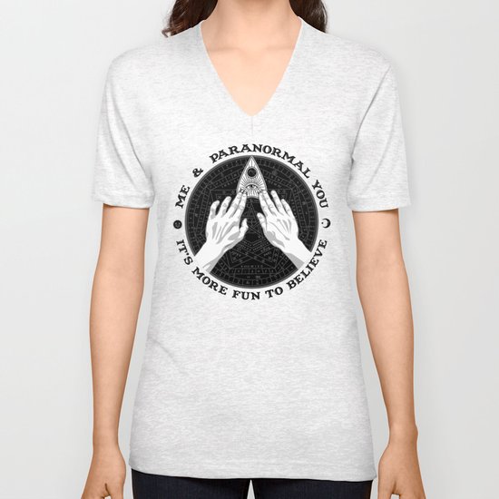 Me & Paranormal You - James Roper Design - Ouija B&W (black lettering) Unisex V-Neck