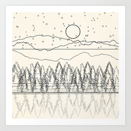 Minimal Line Mountain Beauty II Art Print