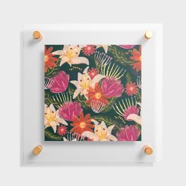 emerald watercolor floral pattern Floating Acrylic Print