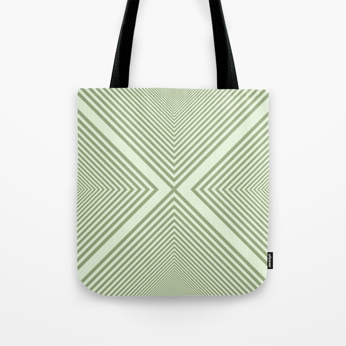 Psychedelic X Geometric Pattern - Light Green Tote Bag