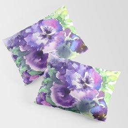 Pansy, flowers, violet flowers, gift for woman design floral vintage style Pillow Sham
