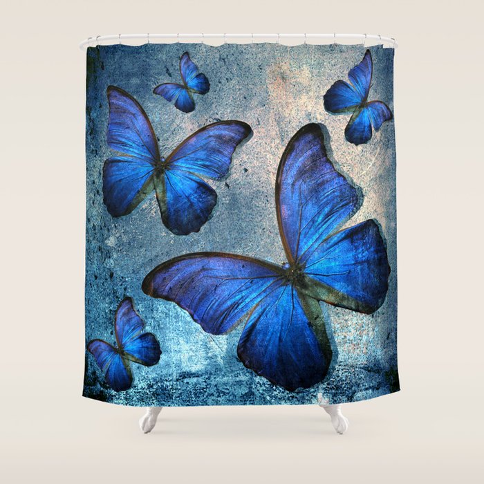 Butterfly Blue Vintage Shower Curtain by Mark Ashkenazi Society6