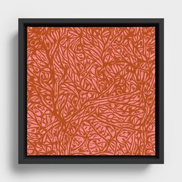 Summer Orange Saffron - Burnt Orange Color Abstract Botanical Nature Framed Canvas