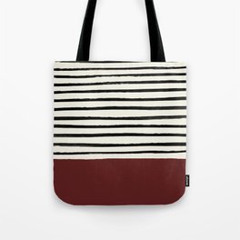 Dark Ruby & Stripes Tote Bag