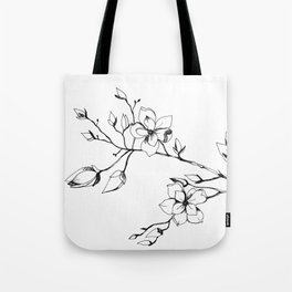 Magnolia pen drawing | Botanical Illustration in black and white  Tote Bag