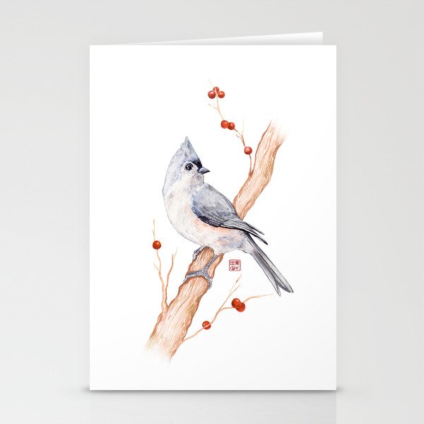Tufted titmouse watercolour Stationery Cards