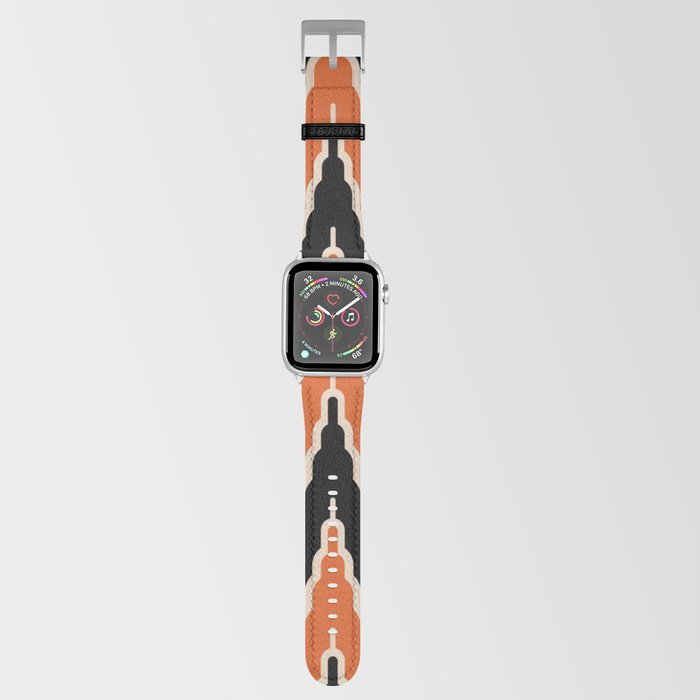 Chevron Pattern 533 Black and Orange Apple Watch Band