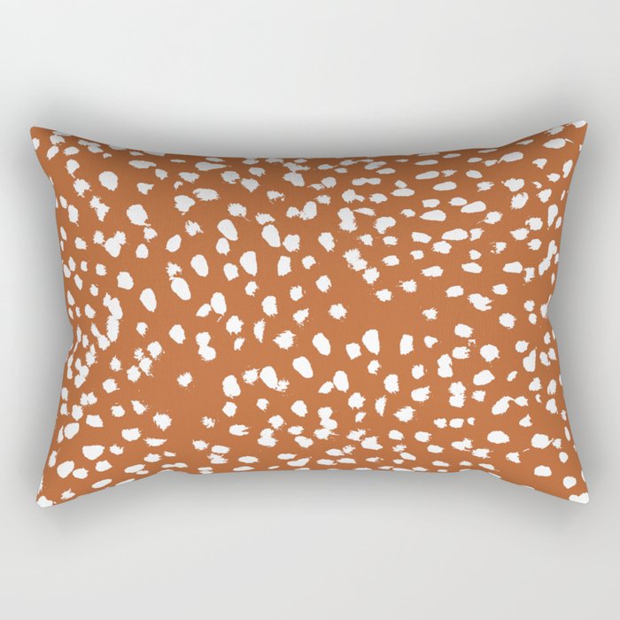 Rust dots - painted dots, terracotta, clay, earth, earth toned, boho, brown, brown dots, rust orange, painted dots Rectangular Pillow