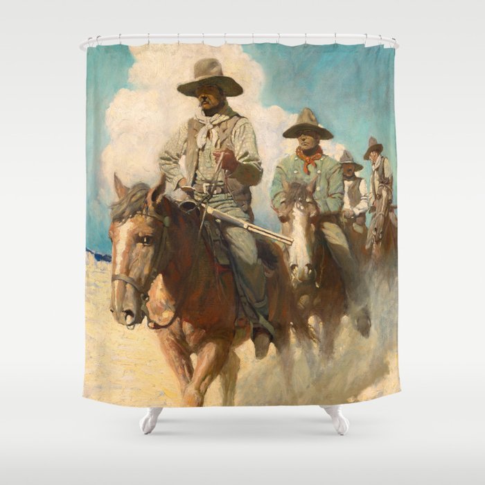 The Little Posse Started Out on its Journey, the Wiry Marshal First, 1907 by Newell Convers Wyeth Shower Curtain