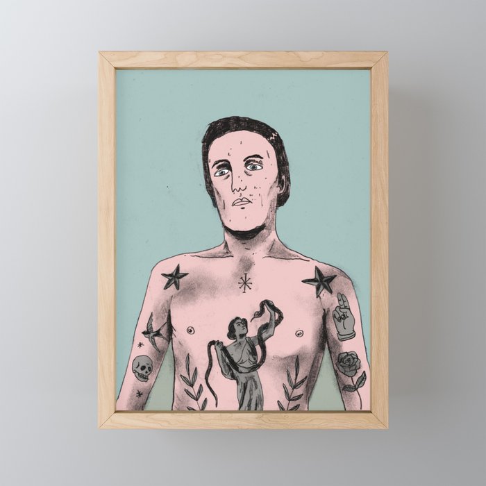 Russian prison tattoo photography based artwork Framed Mini Art Print by ARKTIK PRESS
