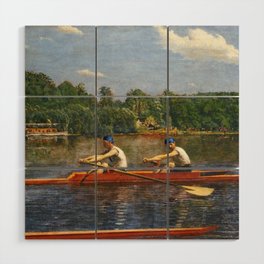 Boston's Head of the Charles River Regatta crew rowing sculling Biglin Brothers racing boats landscape masterpiece by Thomas Eakins Boston's Head of the Charles Regatta Wood Wall Art