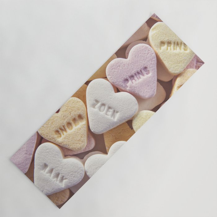 Valentine's pastel sugar hearts - dutch kiss sweet candy - food photography Yoga Mat