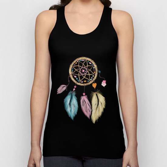 Bright watercolor boho dreamcatcher feathers Unisex Tank Top