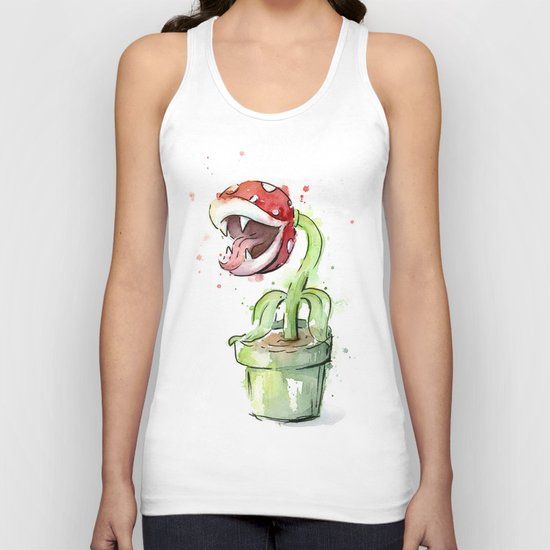Piranha Plant Watercolor Geek Gaming Mario Art Unisex Tank Top