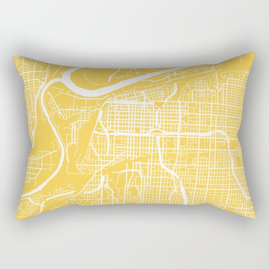 Kansas City map yellow Rectangular Pillow