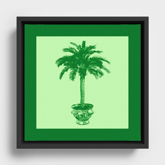Potted Palm Tree, Emerald and Light Green Framed Canvas