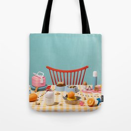 Colorful Breakfast and Dog Toys Setup Tote Bag