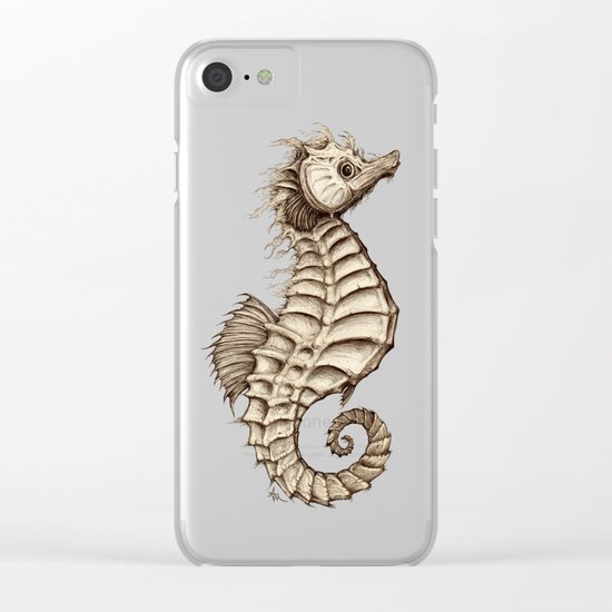 "Fantasy Seahorse" by Amber Marine ~ (Vintage) ~ Ink Illustration, (c) 2016 Clear iPhone Case