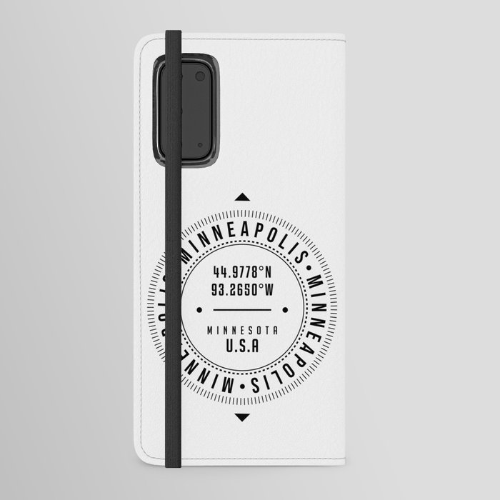 Minneapolis, Minnesota, USA - 1 - City Coordinates Typography Print - Classic, Minimal Android Wallet Case