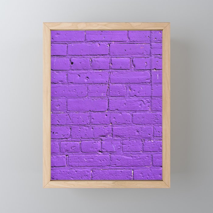 Purple Painted Brick Wall  Framed Mini Art Print