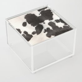 Black Cowhide, Cow Skin Print Pattern, Modern Cowhide Faux Leather Acrylic Box