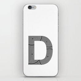 capital letter D in black and white, with lines creating volume effect iPhone Skin