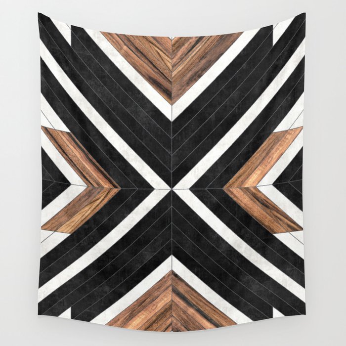 Urban Tribal Pattern No.1 - Concrete and Wood Wall Tapestry