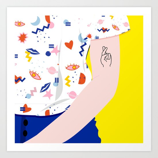 CROSSED FINGERS Art Print