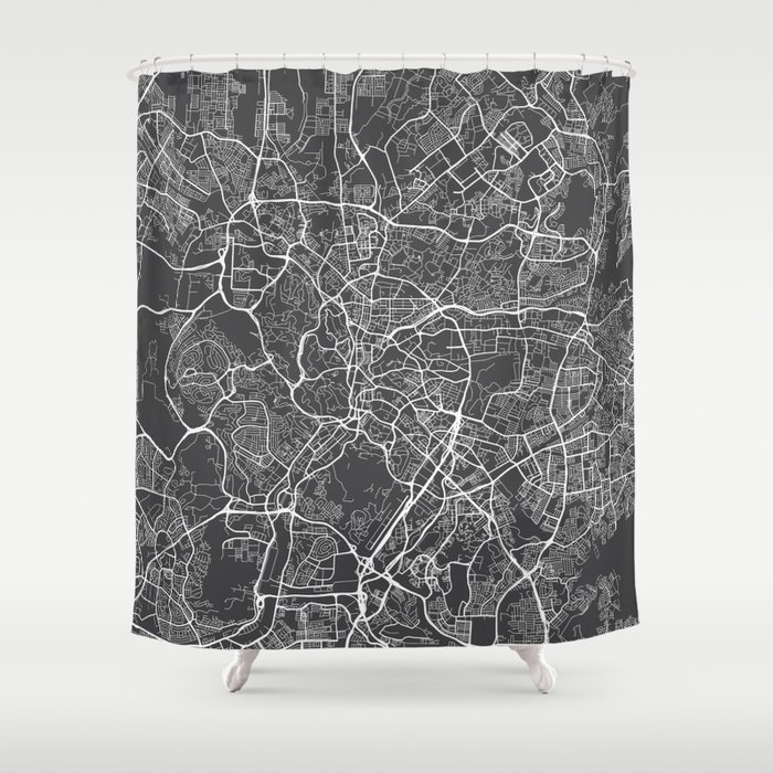 Kuala Lumpur Map Malaysia Gray Shower Curtain By Mainstreetmaps