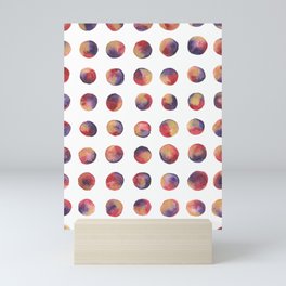 Polka Dots in Watercolor - Englisch Red, Violet & Gold Mini Art Print