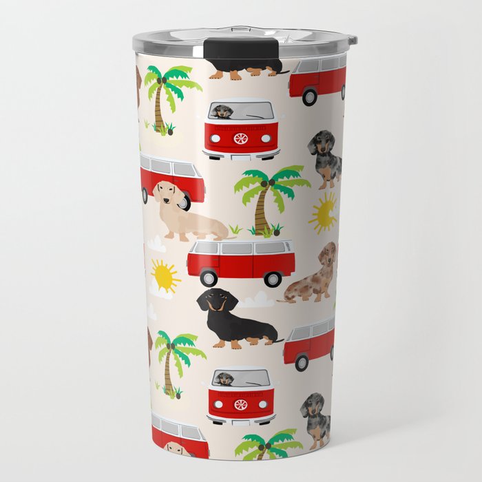 Dachshund dog beach tropical summer fun dachsie doxie lover gifts Travel Mug