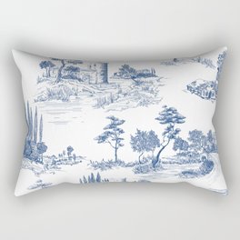 Toile de Jouy Vintage French Navy Blue White Pastoral Pattern Rectangular Pillow