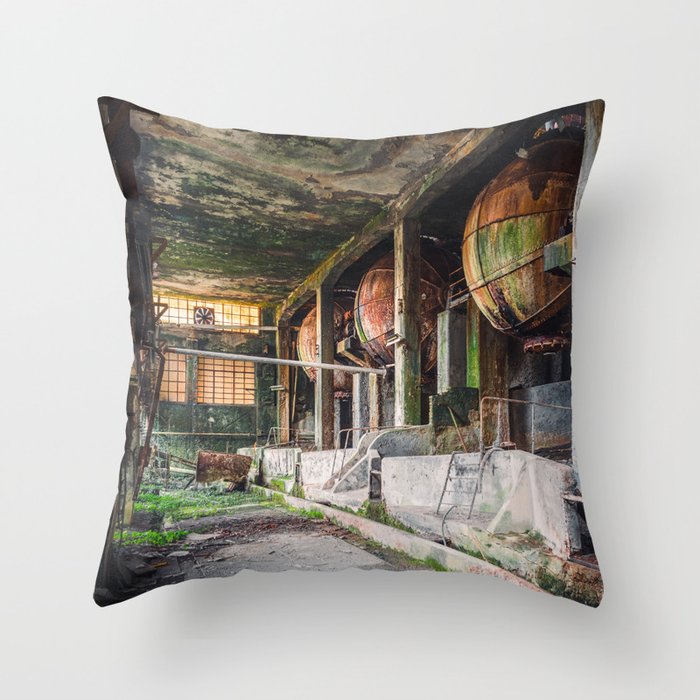 Abandoned Paper Mill in Decay Throw Pillow