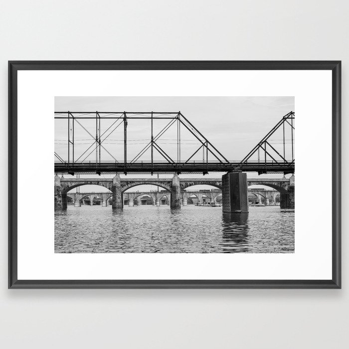 Bridge Contrast (Susquehanna River, Harrisburg, PA) Framed Art Print