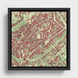 Vintage Map of Muehlhausen, Germany Framed Canvas