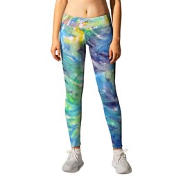 BloomField Leggings | Blooms, Drawing, Botanical, Pastel, Green, Flowers, Softcolors, Expressionism, Abstract 