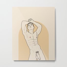 Dreams. Line Art Metal Print | Nude, Lgbt, Guy, Gay, Male, Painting, Torso, Chest, Digital, Dick 