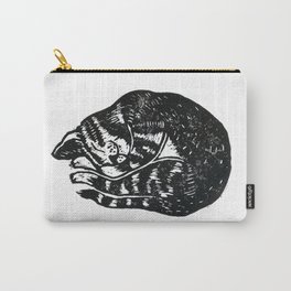 Sleeping Cat - Lino Carry-All Pouch | Cat, Kitten, Monochrome, Cats, Press, Lino, Black, Printing, Whilesleeping, Drawing 
