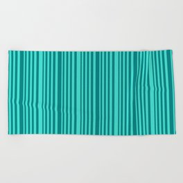 [ Thumbnail: Teal and Turquoise Colored Stripes Pattern Beach Towel ]