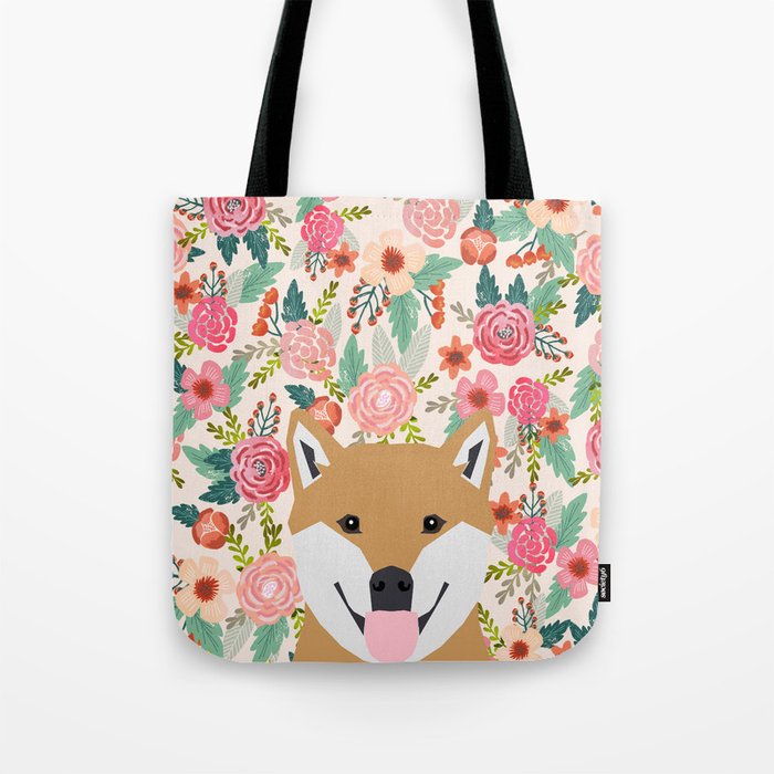 Shiba Inu floral dog face cute peeking shiba inus gifts Tote Bag