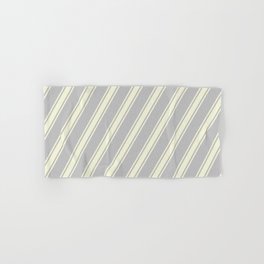 [ Thumbnail: Grey and Beige Colored Lines/Stripes Pattern Hand & Bath Towel ]